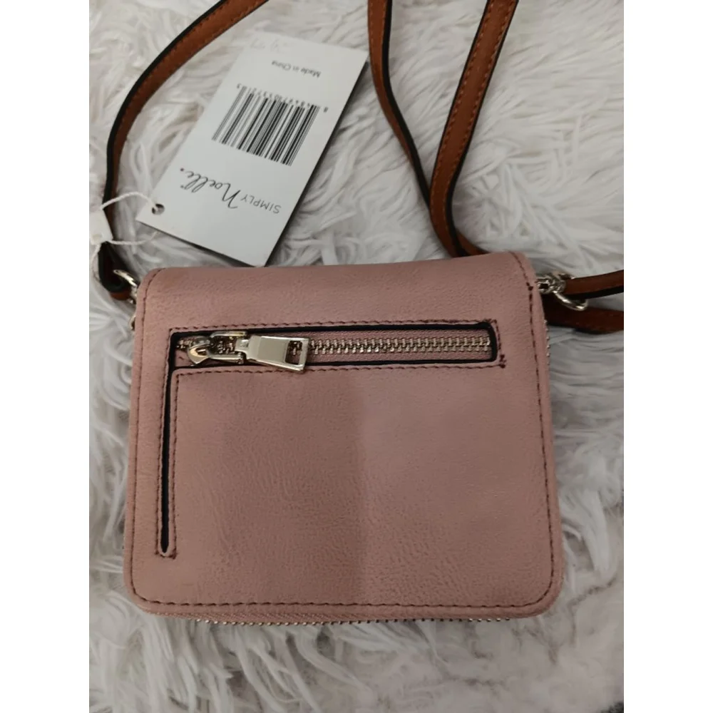 Simply Noelle Blush Pink Faux Leather Crossbody Wristlet Wallet Adjustable Strap